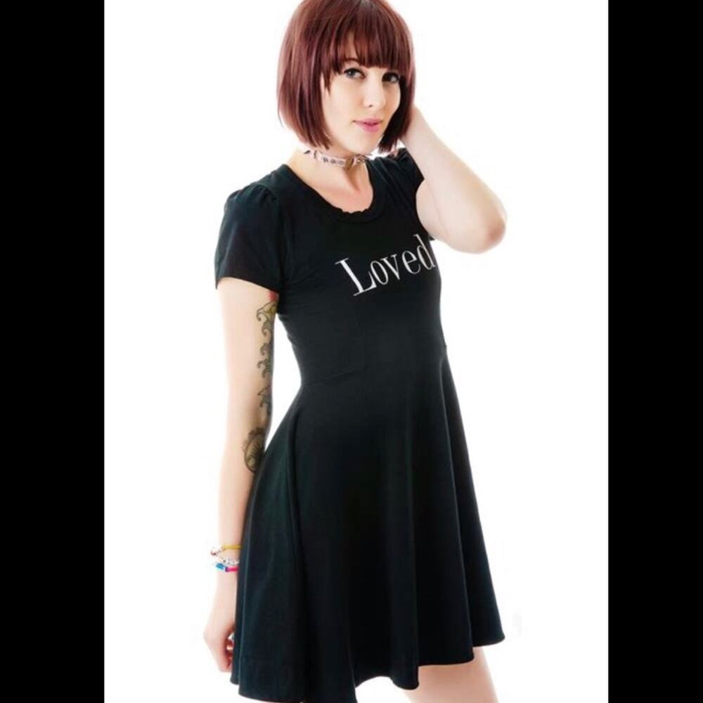 WILDFOX LOVED Womens Black Short Sleeve Baby Tee Swing Dress Mini Size XS - Picture 7 of 11